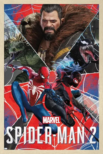 Vista 7 de Trends International Marvel's Spider-Man 2 - Póster de pared de grupo, 22.4 pulgadas de largo x 14.7 pulgadas, versión enmarcada de madera de granero