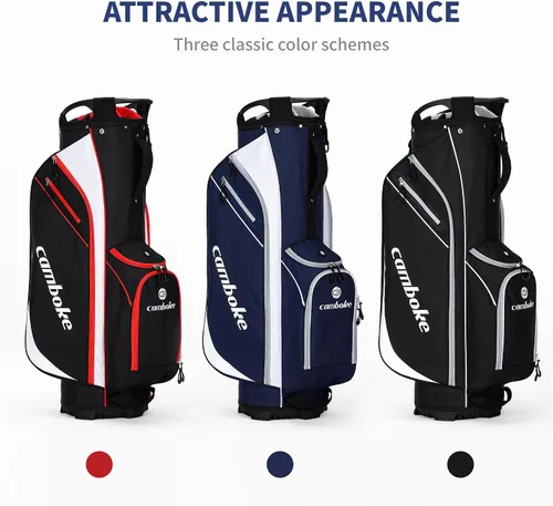 Vista 9 de Bolsa ligera para carrito de golf con divisores de longitud completa de 14 vías, bolsa enfriadora, bolsa de golf para hombres y mujeres con correa