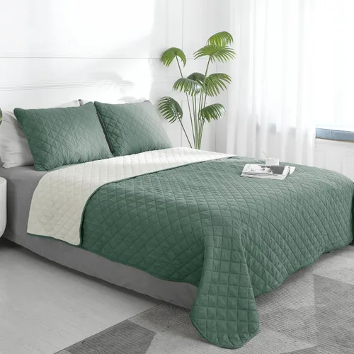 Vista 20 de Easy-Going - Juego de colcha reversible tamaño individual con 1 colcha y 1 funda de almohada, colcha de cama suave, colcha de microfibra ligera