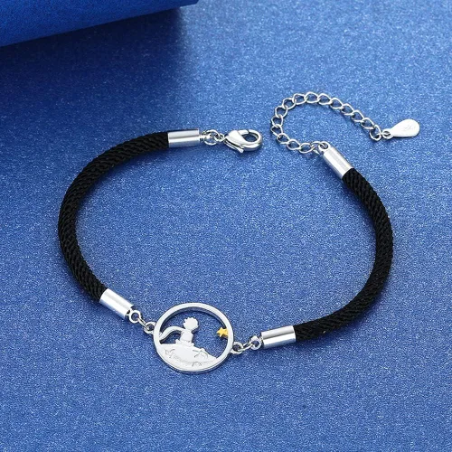 Vista 4 de Ezindraw Pulseras a juego con iniciales para parejas, pulseras de promesa del príncipe y zorro, regalo de relación a larga distancia para mujeres