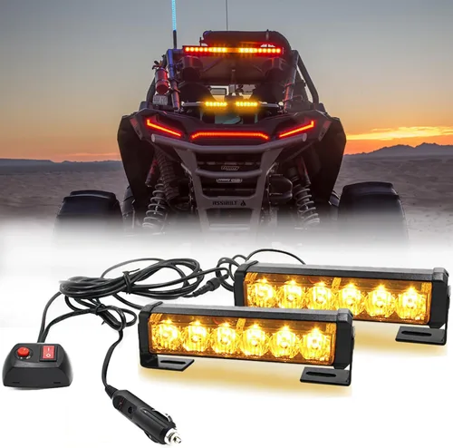 Vista 15 de 2 x 6 LED con 9 modos de advertencia para el tráfico - Luces estroboscópicas impermeables para auto, para interior, techo, salpicaderas, parabrisas