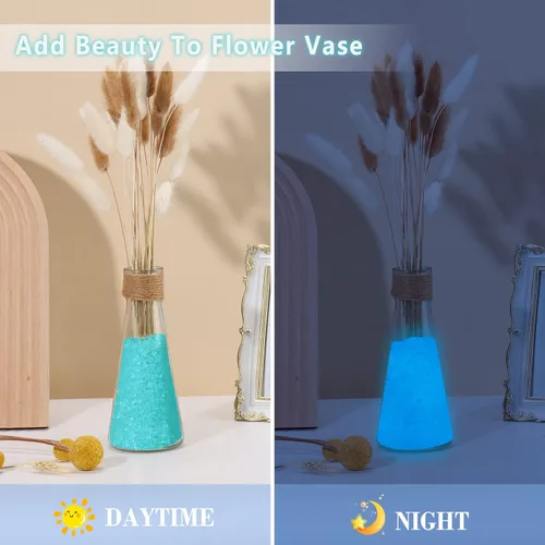 Vista 3 de 10000 piezas de piedras luminosas azules de 3-5 mm para acuarios, decoración de peceras, manualidades y arena luminosa para rellenar jarrones