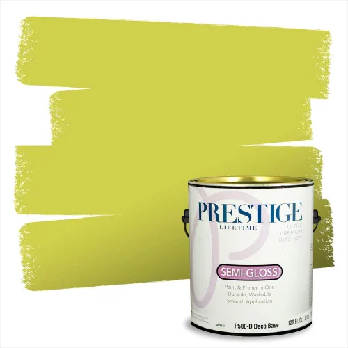 Vista 120 de PRESTIGE Pinturas de pintura exterior e imprimación en uno, 1 galón, plano, combinación comparable de Benjamin Moore* Manzanilla*