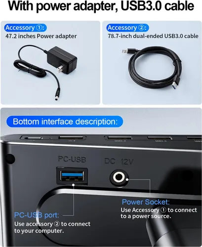 Vista 3 de Soporte elevador para monitor de computadora para escritorio con carga de concentrador USB, estación de acoplamiento USB C de 30 W/5 Gbps
