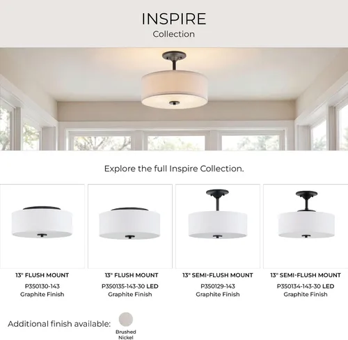 Vista 11 de Progress Lighting Inspire - Luz semiempotrada de 18" con 3 luces, grafito Grafito con pantalla de lino de verano