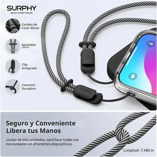 Vista 4 de SURPHY Paquete de 2 cordones para teléfono, correa de muñeca para teléfono