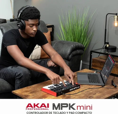 Vista 13 de [Usado] Akai Professional MPK Mini MK3 - Controlador de teclado MIDI USB de 25 teclas con 8 almohadillas de percusión con retroiluminación, 8