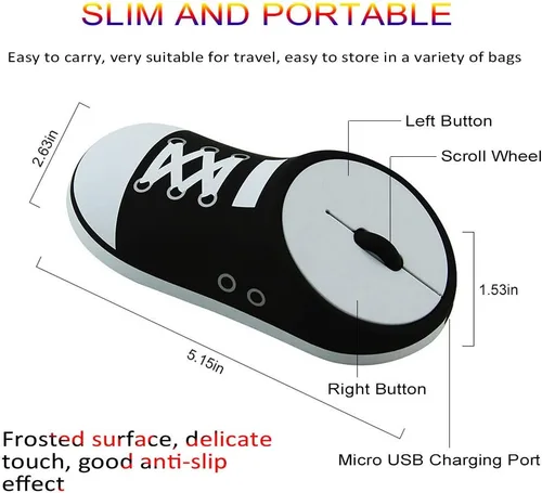 Vista 2 de CHUYI - Ratón óptico inalámbrico de 24 GHz diseño ergonómico portátil con receptor USB para ordenador o portátil regalo divertido