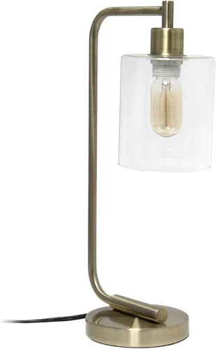Vista 12 de Simple Designs LD1036-CHR Bronson Lámpara de Mesa de Linterna de Hierro Industrial Estilo Antiguo para Escritorio y Mesita de Noche con Pantalla