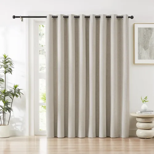 Vista 30 de Cortinas opacas de lino beige Melodieux de 63 pulgadas de largo para dormitorio, sala de estar, 100% cortinas con ojales para bloquear la luz