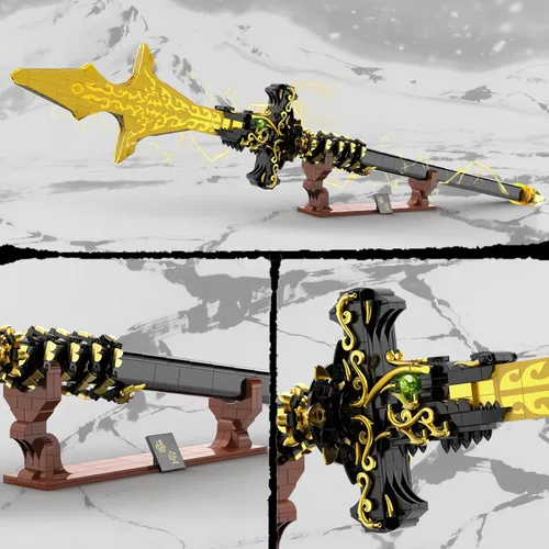 Vista 2 de SATHIBI Juego de construcción de espadas Demon para adultos, modelo de bloque de construcción de cuchillo de 46 pulgadas de largo con soporte