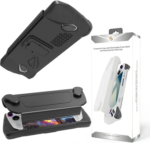 Vista 8 de JDDWIN Funda completa para ASUS Rog Ally 2023, funda protectora de mano con cubierta frontal desmontable y soporte para Rog Ally, a prueba