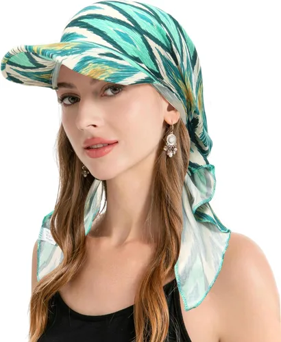Vista 28 de ZLYC Gorro de quimioterapia para mujer, visera para la cabeza, bufanda preatada, gorra ligera de calavera Blanco sólido