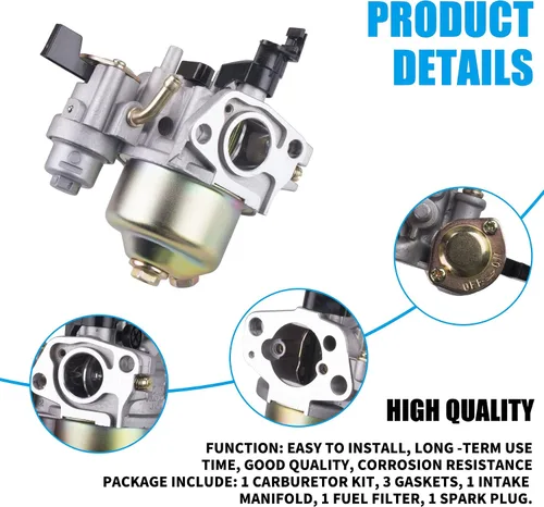Vista 3 de JINGKE Conjunto de carburador GX160 para Honda GX140 GX160 GX200 5.5HP 6.5HP 196cc WP20 EG1400 EZ2500 Harbor Freight Predator 212cc Go Kart OHV R210