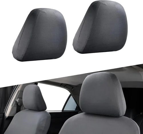 Vista 9 de Paquete de 2 fundas para reposacabezas de asiento de automóvil, repuesto para reposacabezas de asiento, protector de reposacabezas flexible