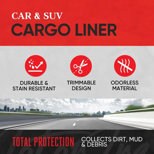 Vista 2 de Motor Trend FlexTough Forro de Carga para SUV y Alfombrilla de Maletero de Coche - Alfombrillas de Carga Universales Recortables para Todo Clima