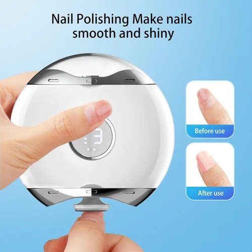 Vista 5 de Electric Automatic Nail Clipper with LED Light & 3 Speeds,Fingernail Cutter and Polisher and Exfoliating 3 in 1 Design,Nail Scraps Storage