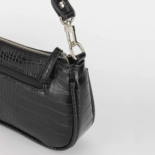 Vista 4 de Bolso de hombro con efecto de cocodrilo, estilo retro, de piel sintética, embrague clásico para mujer