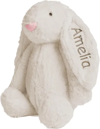Vista 2 de Conejo de peluche súper suave personalizado - Juguetes de animal de peluche para niños - Regalo personalizado con nombre bordado en la oreja