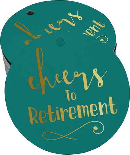 Vista 43 de Etiquetas de papel para colgar con texto en inglés "Cheers to Retirement Wall" (50 unidades)