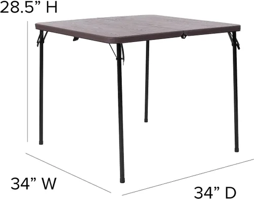 Vista 3 de Flash Furniture - Mesa plegable cuadrada de plástico de madera marrón granito de 2.83 pies con asa de transporte
