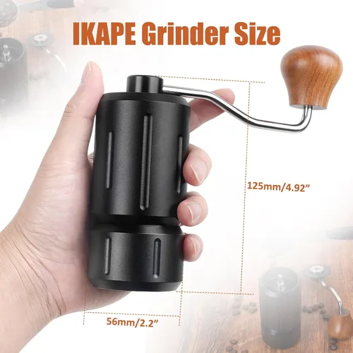 Vista 4 de Mini molinillo de café manual, molinillo de café de mano, capacidad de 0.88 onzas de grano de café con rebaba cónica, 12 molinillo ajustable ajuste