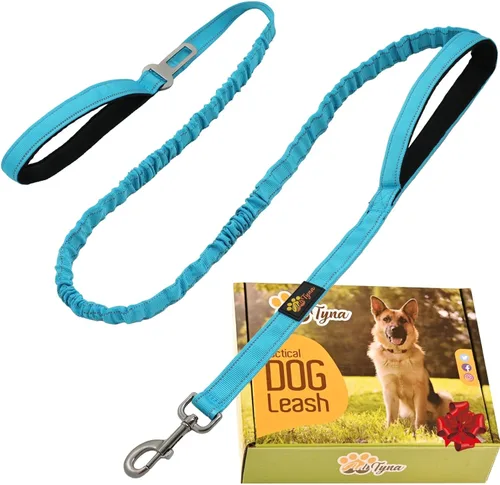 Vista 16 de ADITYNA - Correa elástica táctica para perro, 6-7.5 pies, perros medianos, grandes y XL Shock-absorbing bungee leash with 2 padded handles, metal