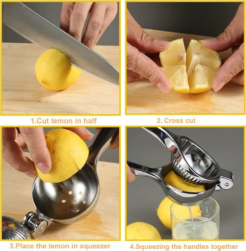 Vista 3 de Exprimidor manual de la prensa de cítricos, exprimidor de limón de metal resistente, herramienta de la barra de la cocina de la prensa de la mano