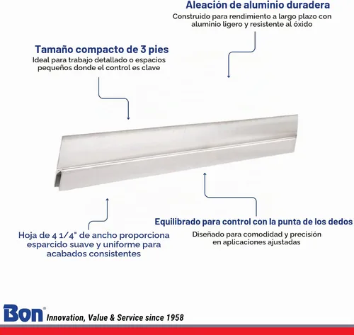 Vista 3 de Bon Featheredge - Aluminio de 3 pies con hoja de 4 1/4 pulgadas de ancho para acabado de precisión - Herramienta ligera de aleación de aluminio