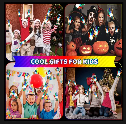 Vista 4 de ENERKIDI LED Gloves 2pair Light Up Gloves for Kids Gifts for 3 4 5 6 7 8 Year Old Boys Birthdays Christmas Toys for Boys