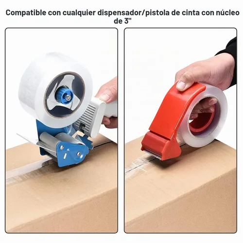 Vista 5 de Pacific Mailer - Cinta adhesiva de embalaje, 4,7 cm de ancho x 59 m por rollo, transparente, cinta de cartón de embalaje resistente de 2,7 mil
