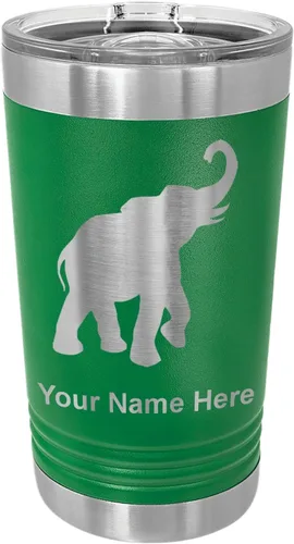 Vista 9 de LaserGram Vaso de pinta aislado al vacío de 16 onzas, elefante indio, grabado personalizado incluido (negro) Engraved Gift, Vacuum Insulated