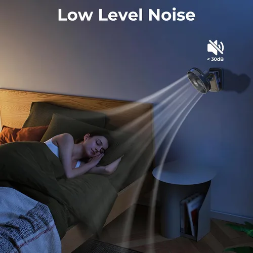 Vista 6 de Ventilador con clip de 10000 mAh, 42 h de duración, ventilador de mesa silencioso y oscilante automático, recargable con 4 velocidades potentes