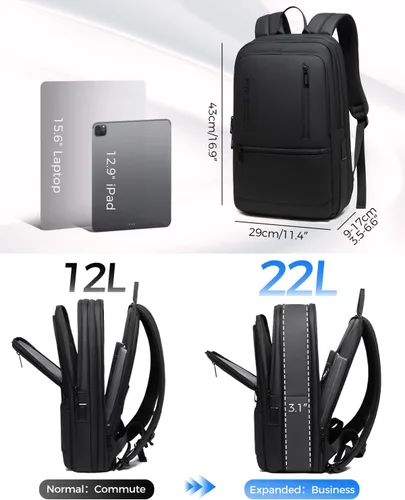 Vista 2 de Fenree.geer Mochila de trabajo para hombre, mochila expandible con puerto de carga USB C, resistente al agua, mochila para laptop de 15.6 pulgadas