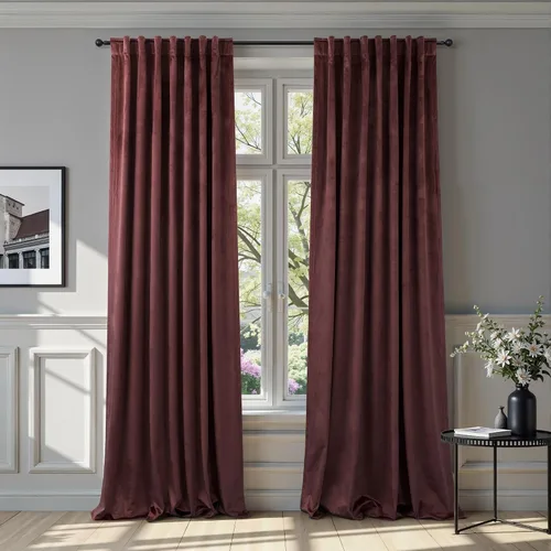Vista 48 de Cortinas de terciopelo opacas para oscurecer la habitación de 63 pulgadas de largo para sala de estar, comedor, 2 paneles, privacidad pesada