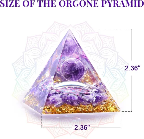 Vista 2 de Pirámide de orgón para meditación de cristal curativo, generador de energía positiva, cuarzo de roca y cuarzo rosa, promueve la riqueza