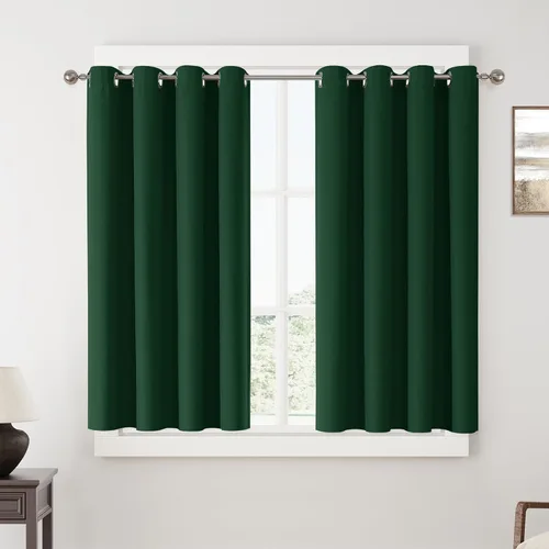 Vista 93 de ChrisDowa Cortinas 100% Opacas de Abedul Sólido de 45 Pulgadas de Largo, 2 Paneles para Dormitorio y Sala de Estar, Estilo Granja Oscurecedoras