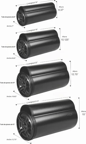 Vista 3 de Bazooka BTA6100 BT Series Subwoofer de tubo amplificado de 6 pulgadas y 100 vatios Recinto de tubos de graves de marca registrada, bobina de voz