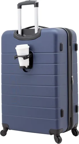 Vista 4 de Wrangler - Juego de piezas de equipaje inteligente con portavasos y puerto USB, Azul marino