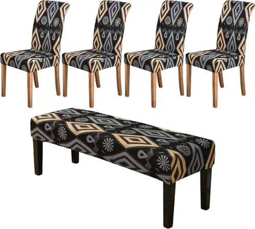 Vista 28 de HAOYONG Funda para Silla de Comedor con Estampado, Funda Desmontable Lavable para Silla Parsons, Protector de Asiento Removible para Comedor, Hotel