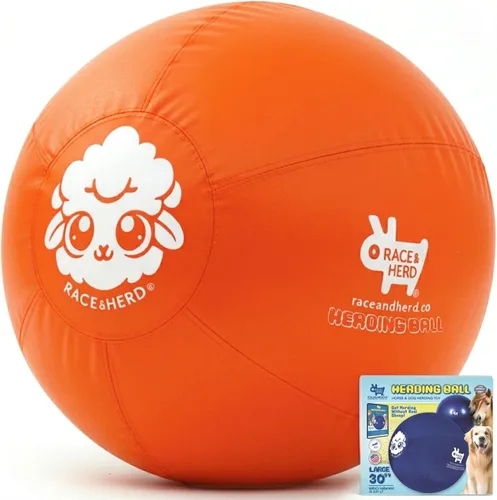 Vista 11 de Race&Herd Pelota de pastoreo XXL original de 25 pulgadas para perros grandes, juguetes de pastoreo, pelota duradera para perros grandes al aire