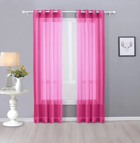 Vista 21 de Interior Trends Ariana - Juego de 2 cortinas de gasa transparente totalmente cosida con ojales (63 pulgadas de largo, beige)