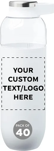 Vista 13 de DISCOUNT PROMOS Custom Strike - Botellas de agua de plástico con asa de transporte de 27 onzas, juego de 10, paquete personalizado a granel
