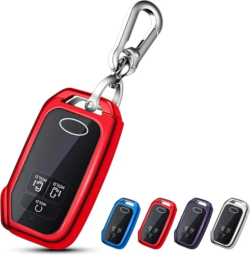 Vista 10 de QBUC Funda para llavero KIA, funda para llavero con llavero para Kia Ceed Cerato Forte, etc. (1 botón o no solo en la superficie frontal) (azul)