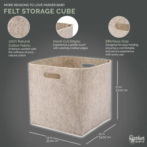 Vista 2 de Parker Baby Cube - Cubo de almacenamiento de 13 pulgadas, cubo plegable de Avena (Marrón jaspeado)