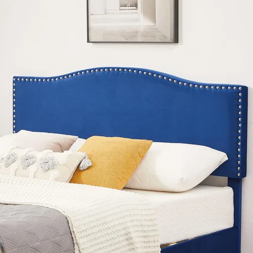 Vista 3 de VECELO Base de cama tamaño Queen, base de cama de plataforma con cabecera tapizada de altura ajustable, marcos resistentes y fuerte soporte