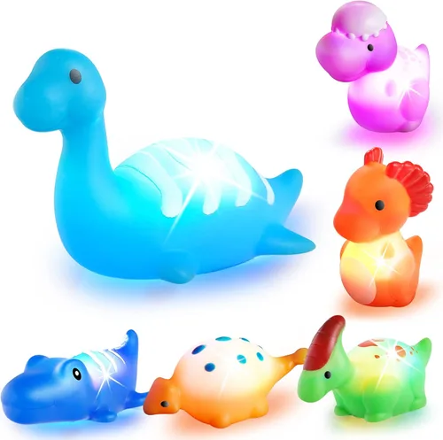 Vista 9 de Juguetes de baño para niños pequeños de 1 a 3: 6 piezas de juguetes de baño de animales de granja iluminados, juguetes de baño para bebés, juguete