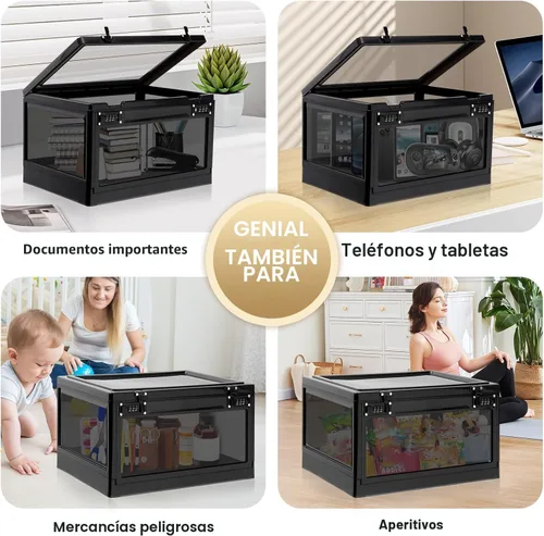 Vista 6 de Lalifebuss Caja de seguridad grande para artículos personales, caja de almacenamiento con cerradura de combinación de 24 litros para casillero