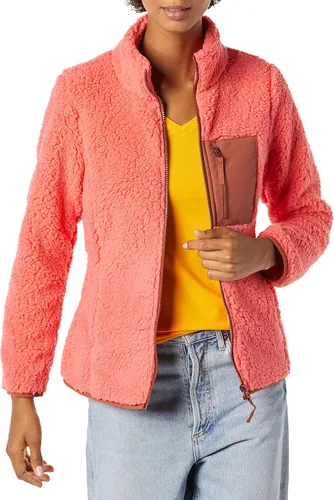 Vista 8 de Amazon Essentials - Chaqueta de forro polar sherpa, de manga larga con cremallera completa, para mujer Bloque de color beige