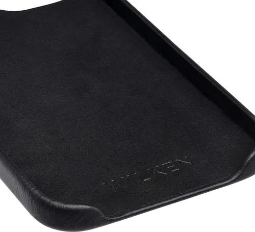 Vista 7 de Funda de teléfono delgada de cuero Wilken compatible con iPhone 15 Compatible con MagSafe y carga inalámbrica Cubierta de cuero de grano Negro